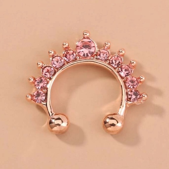 Jewelry - Pink Rhinestone & Gold septum nose ring
